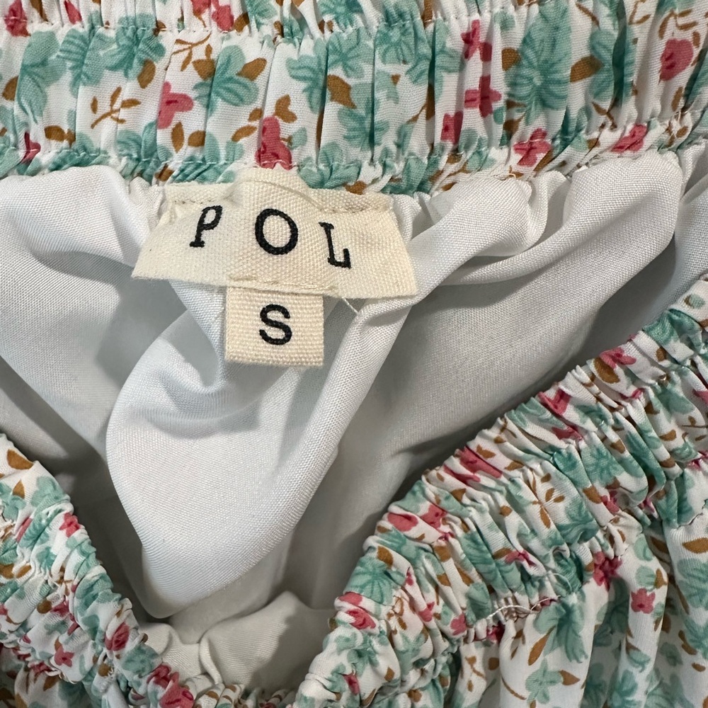 POL Mint Green Tiered Maxi Skirt with Blue Floral Accents - Picture 3 of 3